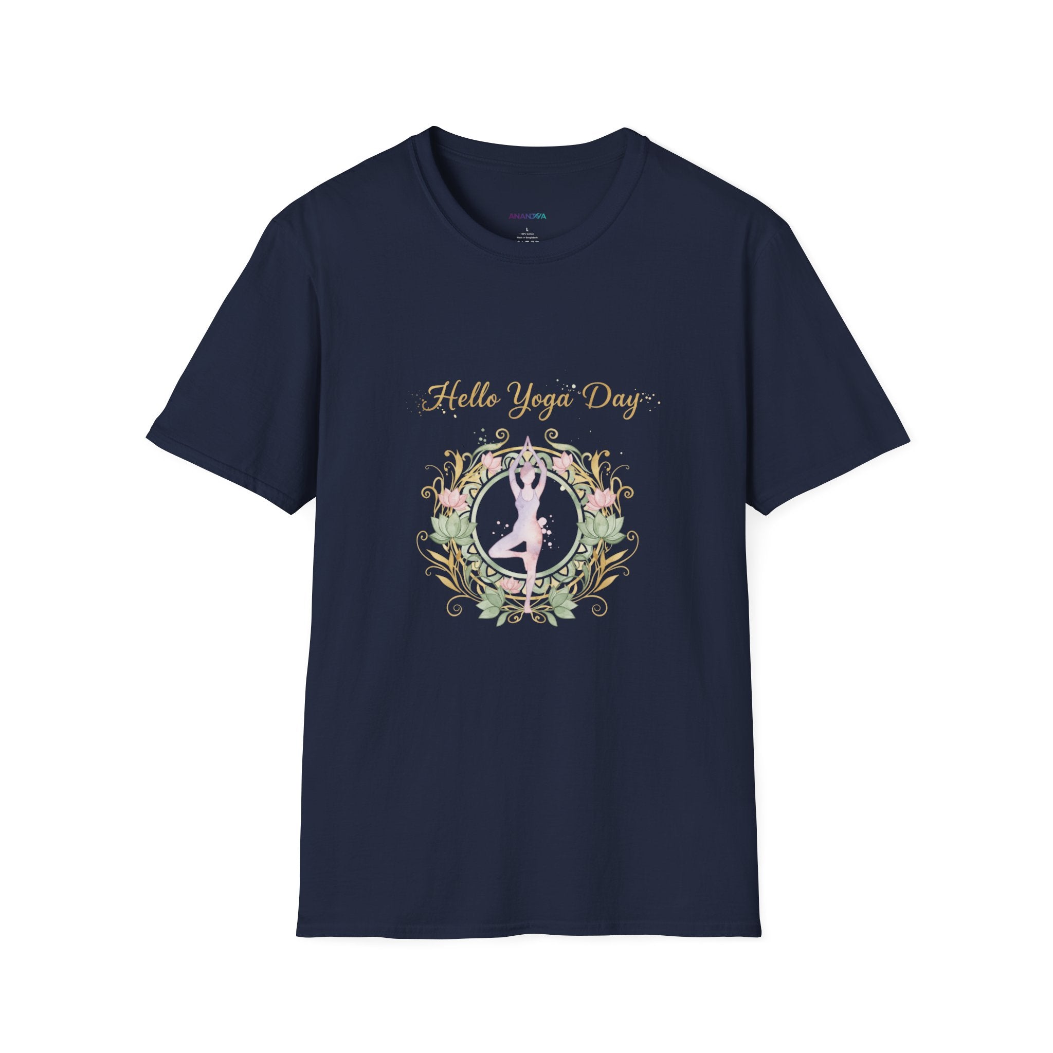 Yoga Day Floral T-Shirt — 'Hello Yoga Day' Pastel Mandala Tee