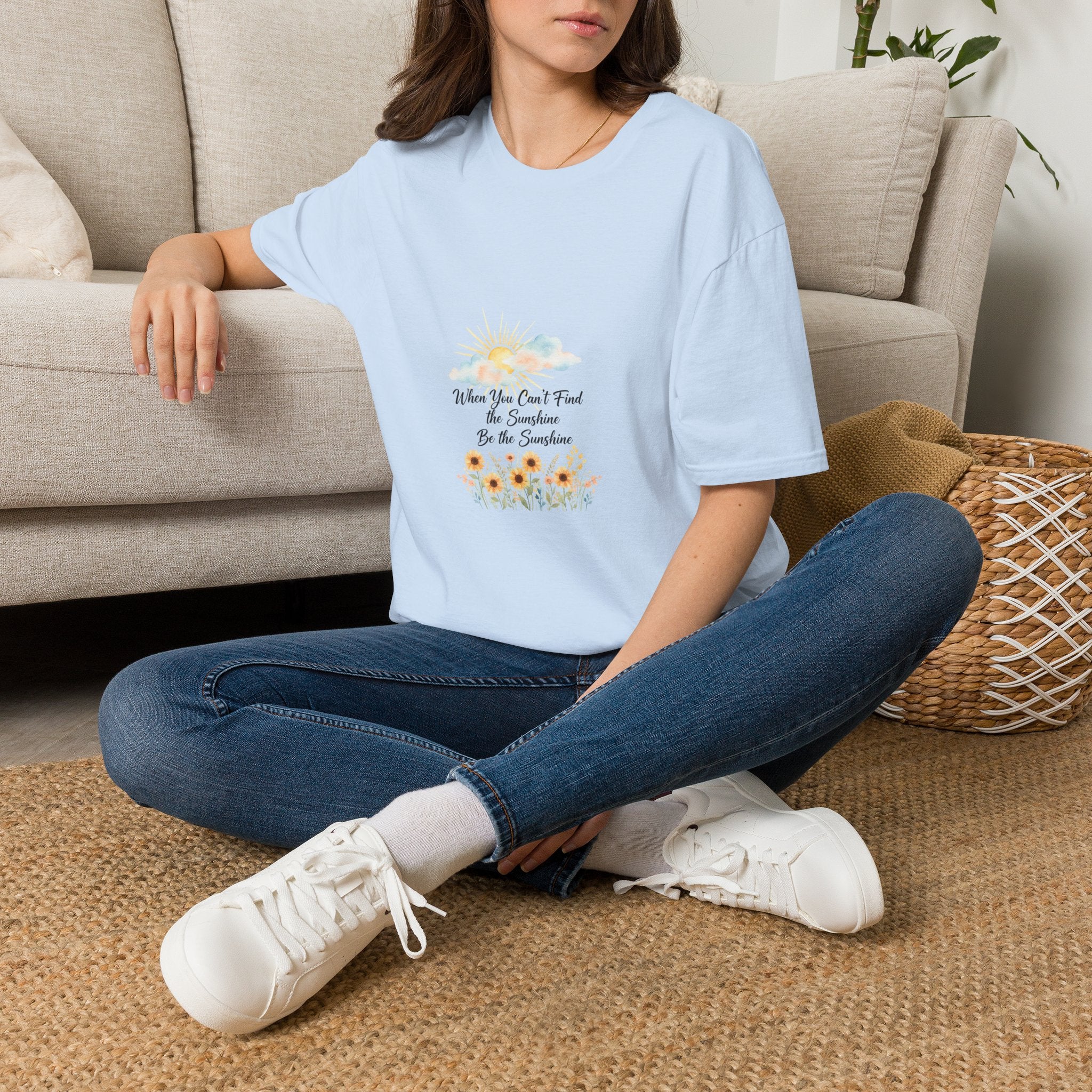 T-Shirt — "When You Can’t Find the Sunshine Be the Sunshine" Floral Graphic Tee