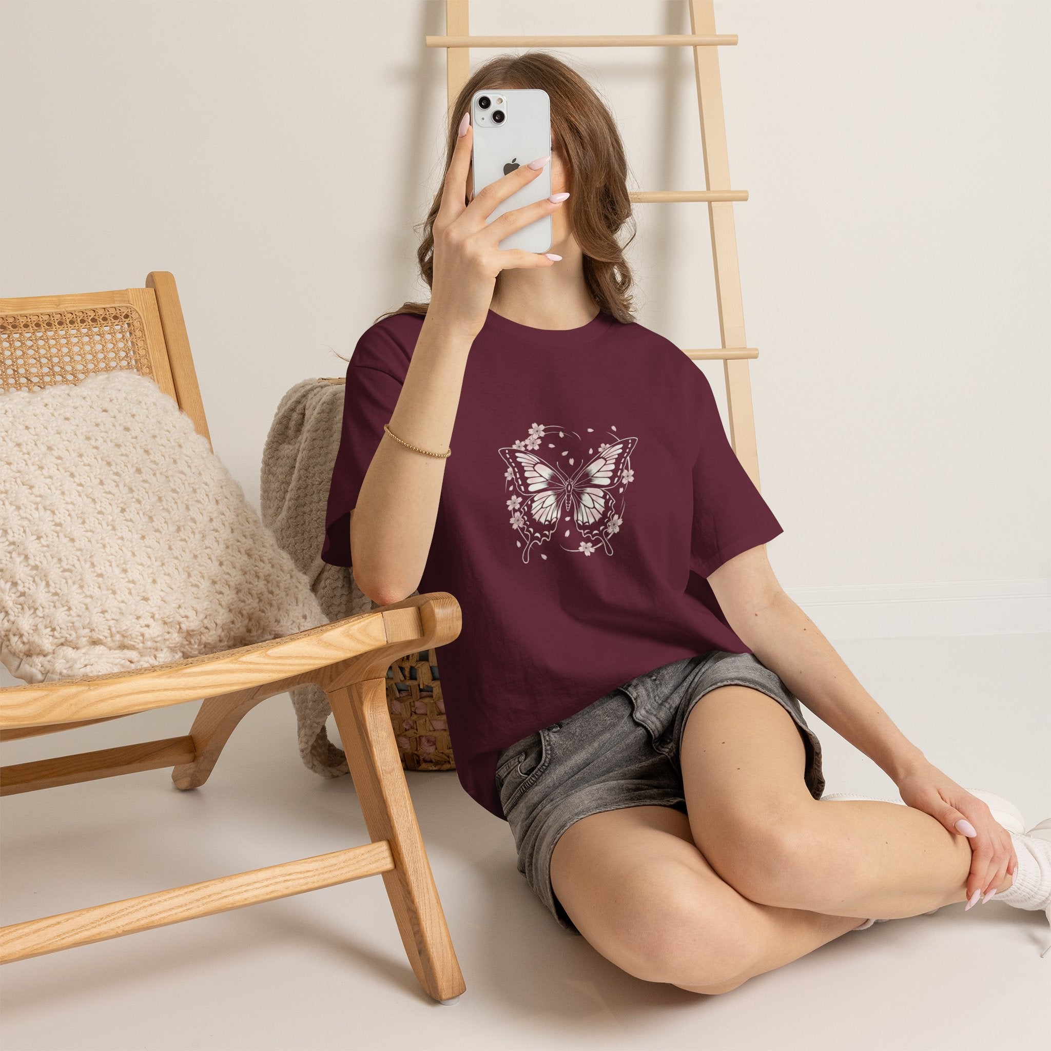 Butterfly Floral Tee — Women's Pastel Graphic T-Shirt