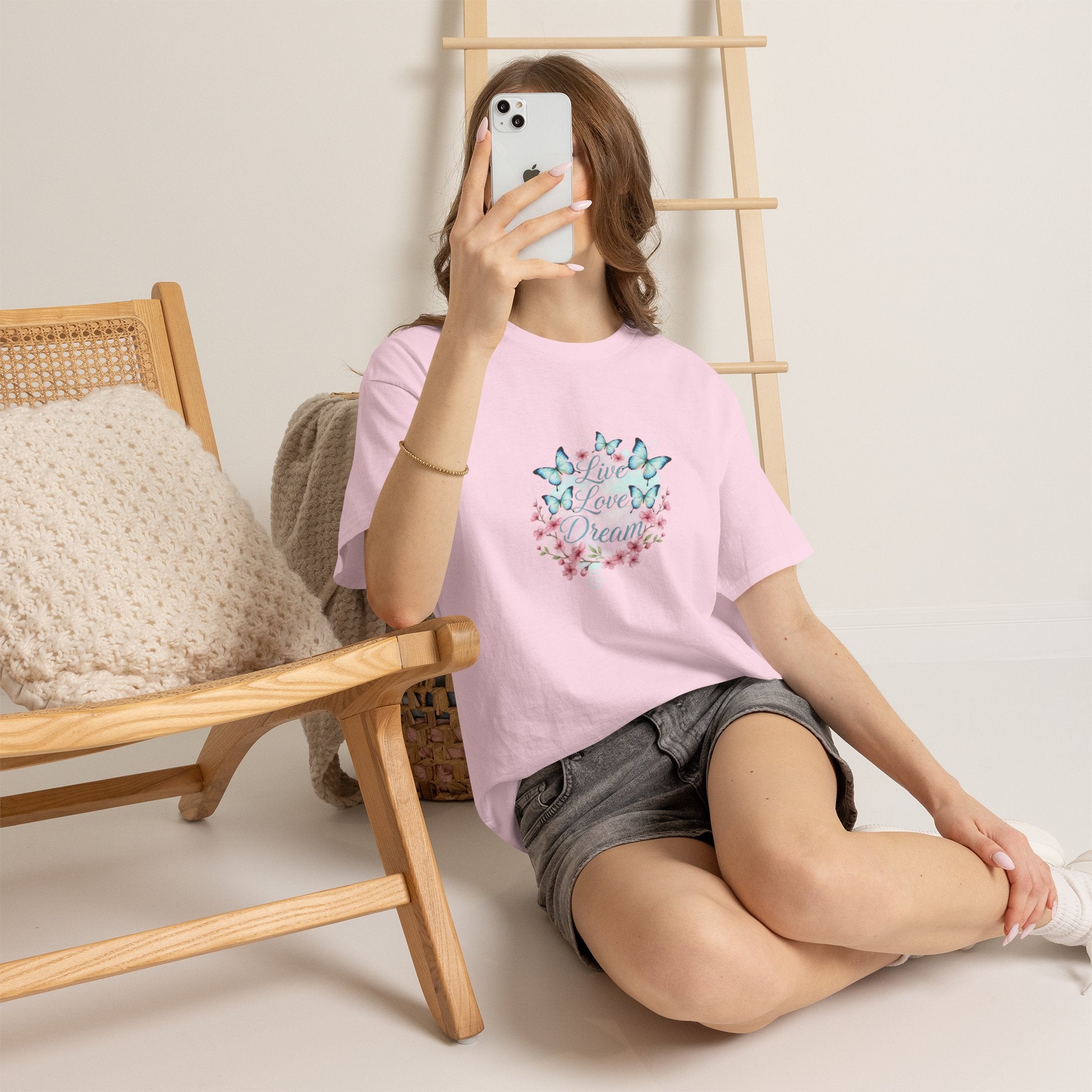 Live Love Dream Tee — Women's Floral Butterfly Graphic T-Shirt